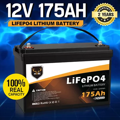Mobi 175AH 12V Lithium Iron Battery LiFePO4 Deep Cycle Battery RV 4WD Solar • $529.95