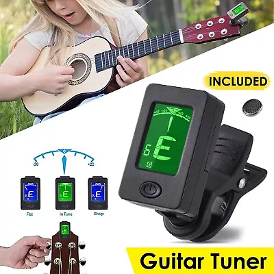 LCD Clip-on Electronic Digital Guitar Tuner Tool For Chromatic Violin Ukulele • $13.49