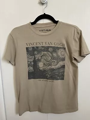 Vincent Van Gogh Starry Night Shirt Womens Small Tan Fifth Sun • $5.75