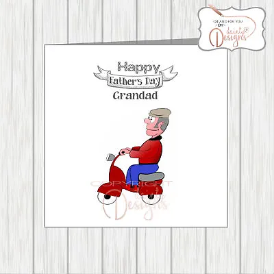 Scooter Father's Day Card For Grandad Papa Funny Old Man On Vespa Lambretta MOD • £3.25