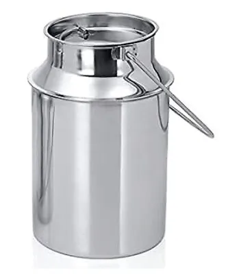Indien Stainless Steel Milk Can Oil Canmilk BarniGhee Storage Can Silver 1 Ltr • £18.11
