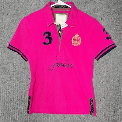 Joules Polo Shirt Women's Small 6 Pink Collared Embroidered Crest Big #3  • $19.90