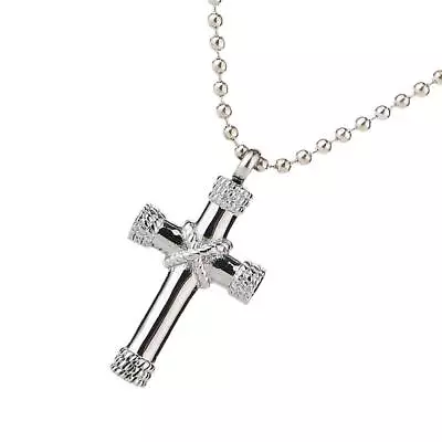 £7.39 • Buy Cross Stainless Cremation Urn Pendant Necklace Ashes Keepsake Ashes Stash