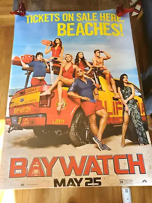 Original Movie Poster For Baywatch Double Sided 27x40 - Zac Efron Dwayne Johnson • £8.67
