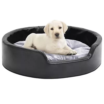 Dog Bed Black And Grey 69x59x19  Plush And Faux Leather W6R4 • £57.19