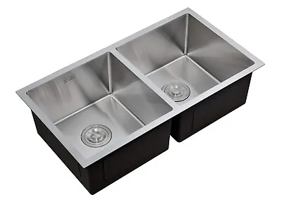 Large Dual Square Stainless Steel Inset & Undermount Kitchen Sink 780x430mm • £78.99