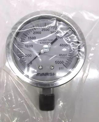 MARSH 3 1/2  5000 PSI Liquid Filled Gauge 1/2  LC BR. • $20