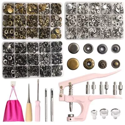 Fasteners Snap Button Kit Metal Clothing Jacket Leather Craft Pliers Sewing Tool • $34.23