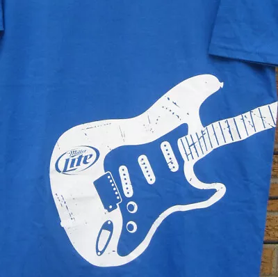 (L) MILLER LITE Beer T Shirt GUITAR Concert Music Rock Jazz Punk Country Fest LG • $12.85