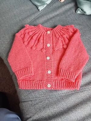 Baby Girl Hand Knitted Cardigan Size 20  Chest 6-12 Months Brand New • £5.50