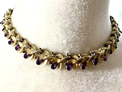 Vintage Trifari Rare Purple “amethyst” Brushed Gold Cleopatra Choker • $55