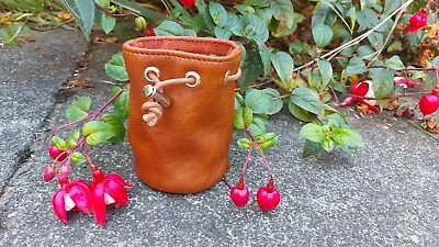 Soft Leather Bag - Round Pouch - DnD Dice Bag - LARP Leather Pouch • £10