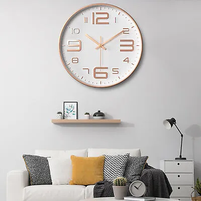 $24.69 • Buy 12 Inch Round Wall Clock Silent For Living Room Office Home Simple Modern Design