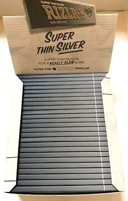 RIZLA KING SIZE SILVER SLIM Thin Smoking Rolling Papers Booklets RizzlaFull Box • £19.95