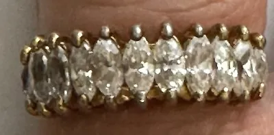 Vintage Marquise Cut Cubic Zirconia 925 Sterling Vermeil Ring Size 6.75 Signed • $31.99