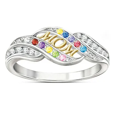 Women Mother's Day Gift Two-tone Rhinestone Ring For Mom Temperament Jewelry • $2.49