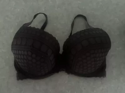 Bras N Things Size 12DD Black Printed Bra. Not Padded. Full Cup.  • $16