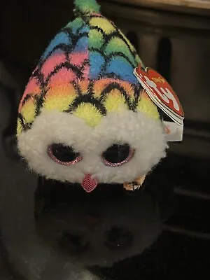 BNWT Ty Teeny Beanie Boo Hootie The Rainbow Owl Soft Toy Plush Tagged NEW • £3.99