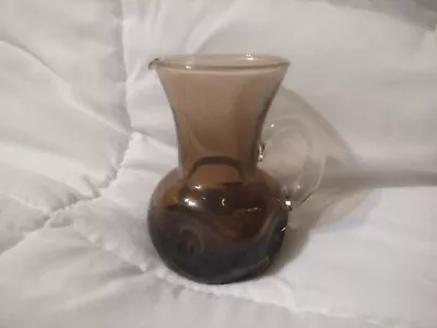 Vtg Hand Blown Murano Style Brown Glass Small Pitcher3.25in • $24