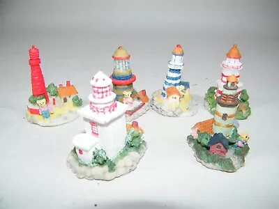 (6) Miniature Lighthouses 2 1/2  Tall With Tiny Bears • $29