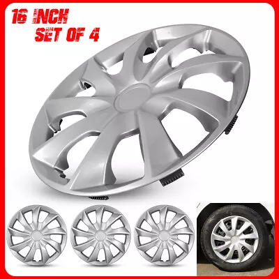 16  Set Of 4 Silver Wheel Covers Snap On Full Hub Caps Fit R16 Tire & Steel Rim • $45.99