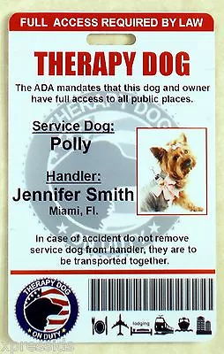 $19.95 • Buy Therapy Support Dog Id Card Service Dog Id Badge Esa Ada Rated   0therp
