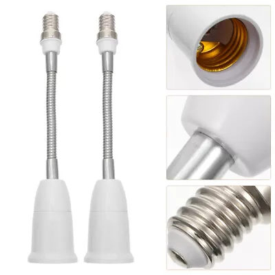  2 Pcs E14 To E27 Lamp Holder Light Bulb Extender Socket Adapter • £8.98