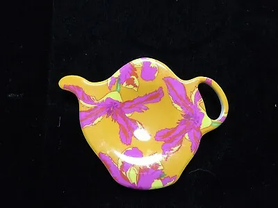 Tea Bag Holder Mini Teapot Design Orange Pink Floral Design Silea Brand Grandma • $8