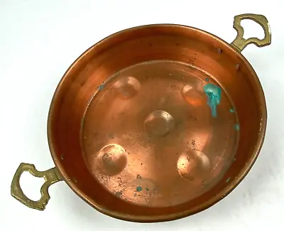 Vintage Copper Brass Handles Egg Poacher Escargot Oyster Pan Large 11  X 2 3/4  • $69.95