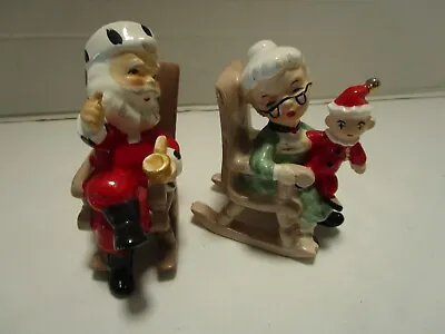 VTG Lefton Ceramic Set Santa & Mrs. Claus Rocking Chairs Salt Pepper Shakers Jap • $46