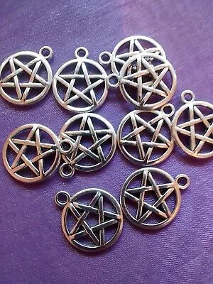 £1.39 • Buy 10 Or 20 PENTACLE PENTAGRAM CHARMS PENDANT Double Sided SILVER 20mm X 16mm