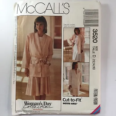 McCalls 3520 Long Line Shawl Collar Jacket Vest Loose Ladies New Uncut Pattern • £9.50