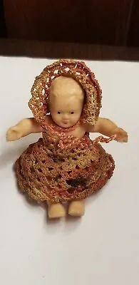 Vintage Large Rubber Dollhouse Baby Doll With Crochet Crocheted Vintage Outfit • $24.99