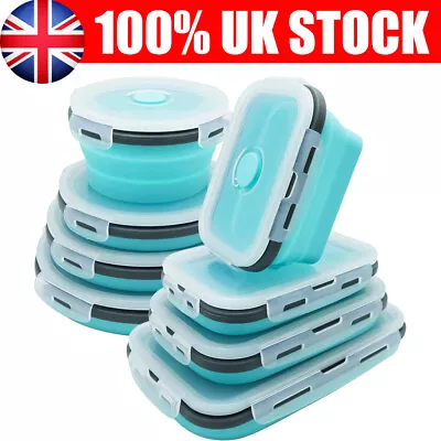 8 Pieces Collapsible Food Storage Containers Silicone Lunch Containers With Lids • £21.89