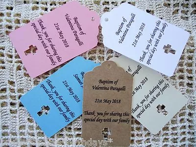 10 Kraft Gift Tags Christening Baptism Favour Bomboniere Personalised G7 • $4.99