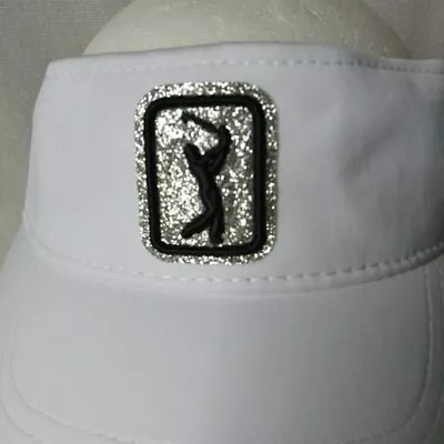 PGA Tour Visor White Silver Glitter Bling Logo Strapback • $14.39