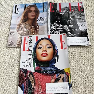 Fashion Magazines 3 Elle Gisele Bundchen Nicki Minaj Kaia GERBER • $5