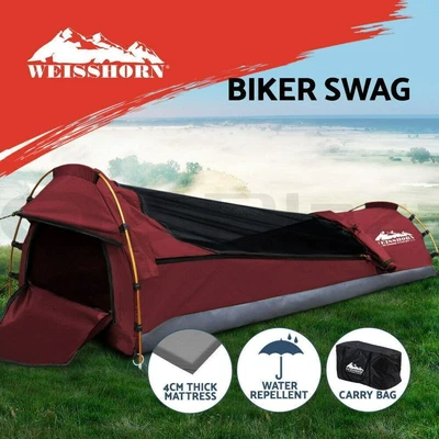$127.91 • Buy Weisshorn Biker Swag Camping Tent Single Canvas Swags Biking Hiking Beach