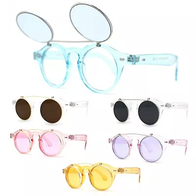 Pop Color Normcore Cool Hipster Flip Up Keyhole Round Sunglasses • $10.95