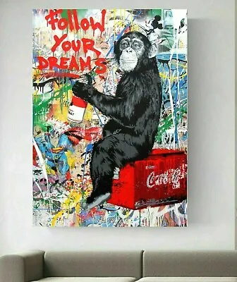 Banksy Follow Your Dreams Graffiti Deep Framed Canvas Wall Art Or Poster Print • £11.04