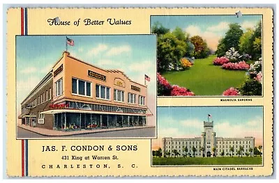 Charleston South Carolina SC Postcard Condon Sons King Warren St. C1940 Vintage • $29.95