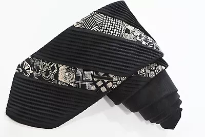 Brioni Pleated Black Silk Men's Neck Tie W: 3 3/4    BY L: 60   MADE IN ITALY • $49.99