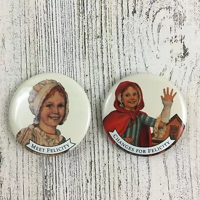 Lot 2 Vtg American Girl Doll Felicity Pins Buttons 1990s Meet Changes For • $10.79