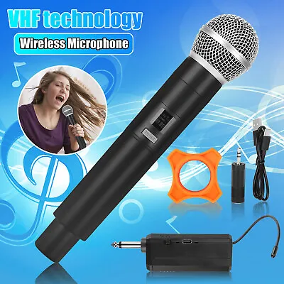 Professional VHF Wireless Handheld Microphone System Karaoke W/Adapter Receiver • $17.98
