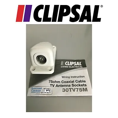 Clipsal Caravan & RV Annexe Aerial Angle Coaxial TV Socket - White • $27.95