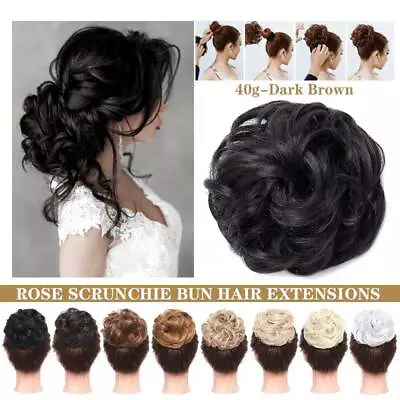 Natural Curly Messy Bun Hair Piece Scrunchie Updo Hair Extensions Real As Human • $9.30