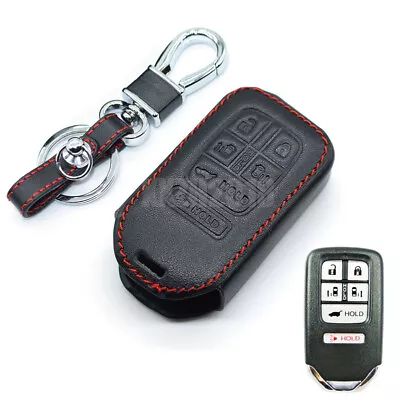 6 Buttons Leather Remote Key Fob Cover Case Skin Bag For Honda Odyssey 2014-2019 • $17.50