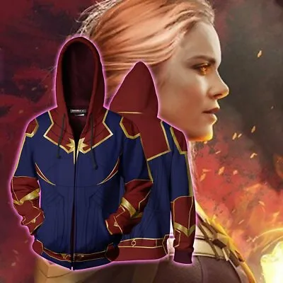$23.84 • Buy Avengers: Endgame Zip Hoodie Jacket Captain Marvel Carol Danvers Sweatshirt Coat