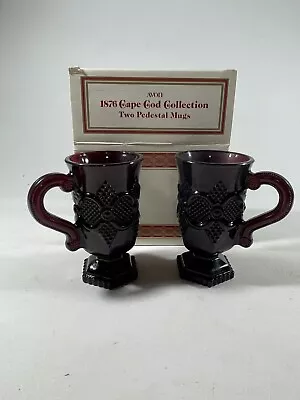 1982 Vintage Avon 1876 Cape Cod Collection Two Pedestal Mugs 5  Inch New In Box • $15.60