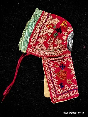 Indian Vintage Banjara Antique Handmade Rabari Kutchi Ethnic Tribal Baby Cap 01 • $95